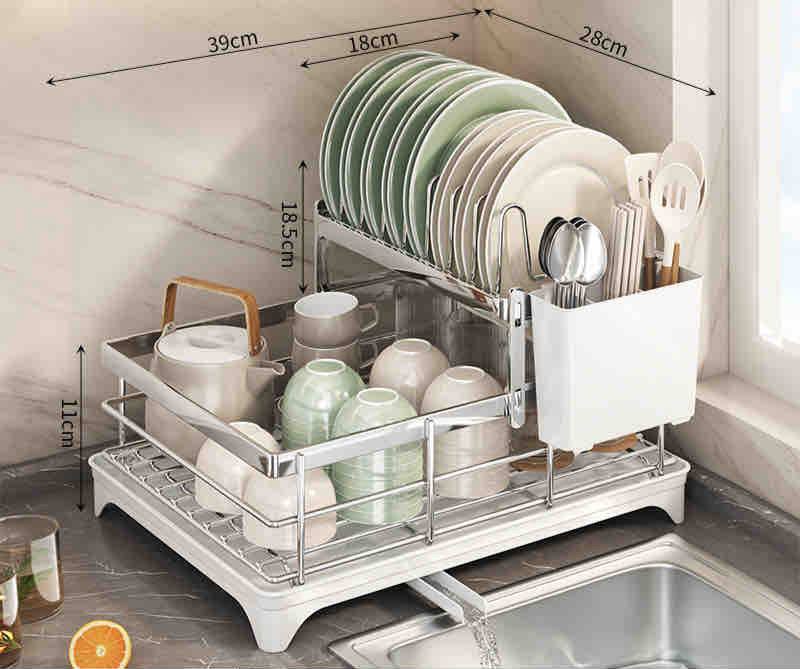 White Plate Rack with Strainer