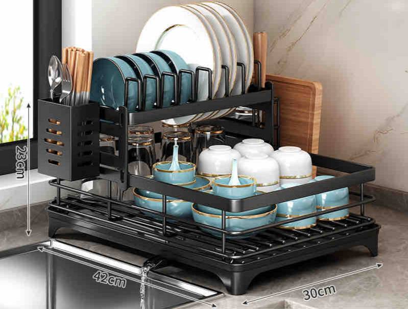 Black Plate Rack with Strainer